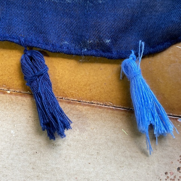 Blue & White Scarf Wrap Shawl with Fringe.  Abstract Design. - Picture 9 of 9